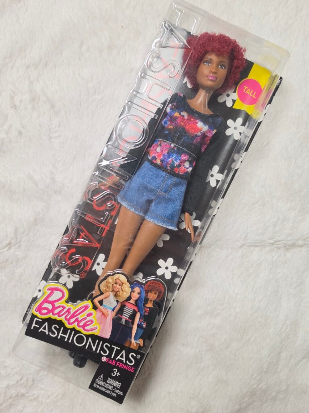 Barbie Fashionistas 33 Fab Fringe Tall Doll DPX69 Red Afro Hair 2015 Mattel NIB